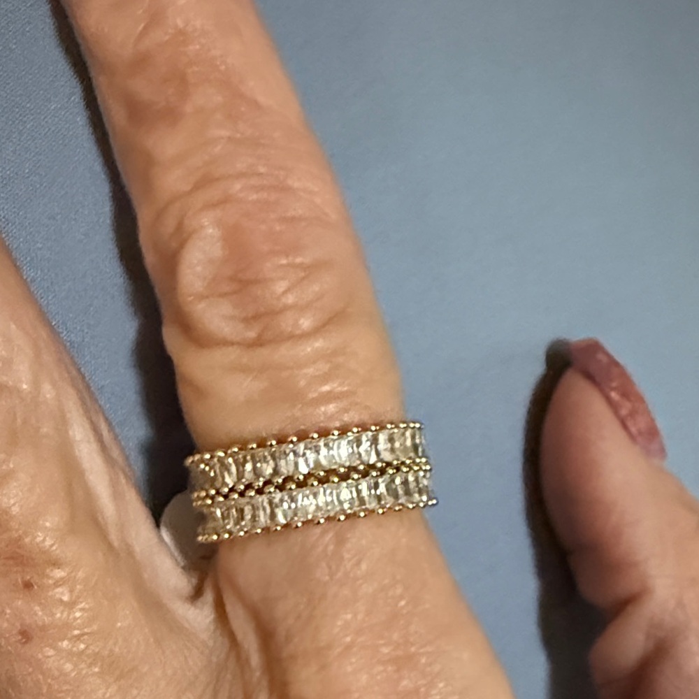Gold double band CZ Ring - Women's Fashion Jewelry